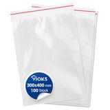 VIOKS Zakken met ritssluiting, 100 stuks, 300 x 400 mm, 30 x 40 cm, 80 micron