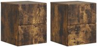 vidaXL Muurbevestigde Nachttafel Gerookt eiken 33 x 34,5 x 40 cm