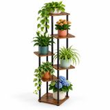 Merkloos Relaxdays Plantenrek binnen - 6 planken - industrieel - donkerbruin/zwart