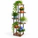 Merkloos Relaxdays Plantenrek binnen - 6 planken - industrieel - donkerbruin/zwart