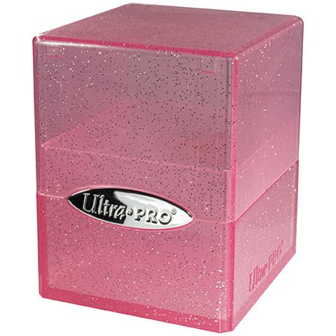 Deckbox Satin Cube Glitter Roze