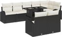 vidaXL - Banc de jardin - Set - 9 - pièces - Noir - et - Crème - polyrotin