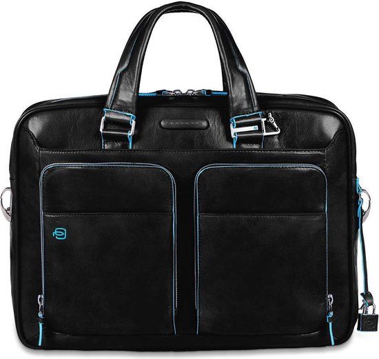 Piquadro Blue Square Portfolio Computer Briefcase 15 with iPad - Black - 14 inch