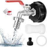 Adaptateur de robinet de réservoir IBC - robinet à boisseau sphérique - tuyau d'arrosage 1/2 pouce - réservoir d'eau - rallonge S60 x 6 - entretoise - réservoir d'eau de 1000 l - accessoires de tonneau de pluie