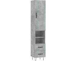 vidaXL Hoge kast 34,5x34x180 cm bewerkt hout betongrijs
