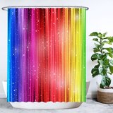 Ulticool Douchegordijn - Regenboog Glitter - 180 x 200 cm - Polyester - met 12 ringen