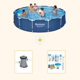 Bestway Rond Steel Pro Zwembad - 396 x 84 cm - Blauw - Inclusief Pomp - Onderhoudspakket - 3-delig