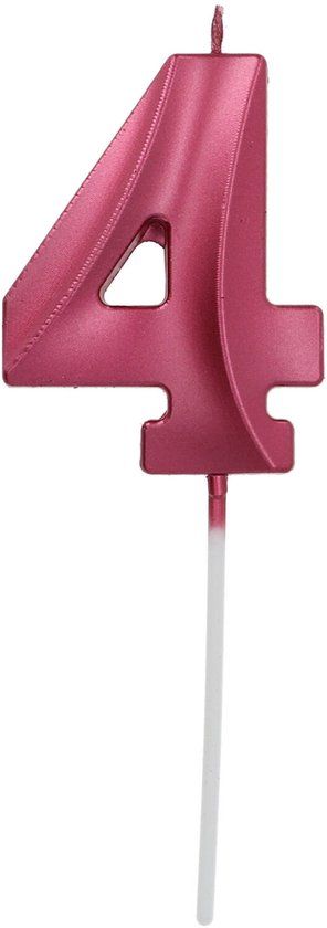 Folat Kaars cijfer 4 glamour roze metallic 7 cm