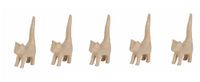 Décopatch AP129Opack - Lot de 5 supports en papier brun pulpé, Chat longue queue