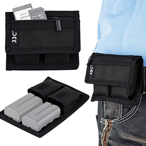 JJC Geheugenkaart Case voor SD SDHC XQD Micro SD-kaarten met 2 Camera Batterij Houder Zakken voor Canon LP-E6 LP-E17 Sony NP-F550 NP-FW50 NP-FZ100 Fujifilm NP-W126 Nikon EN-EL15 EN-EL14