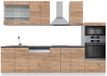Vicco Fame-Line Unité de cuisine complète – 300 cm avec armoire haute, WB Chêne anthracite or/blanc