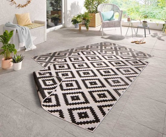 Bougari Vloerkleed Twin Diamond - Zwart/Creme 80 x 150cm