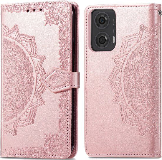 iMoshion Mandala Book Case - Rosé Goud - Motorola Moto G04 / G24 - Pasjeshouder