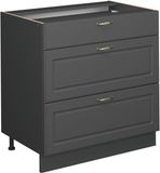 Vicco Fame-Line Keukenonderkast – 80 cm met 3 laden, zonder werkblad Anthrazit-Gold Landhaus