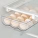 Unyqoos® Uittrekbare eierdoos voor in de koelkast – Eieropslag van PET/ABS met railsysteem en handgreep, verstelbaar van 30–44 cm, geschikt voor vriezer en als keukenkastje-organizer