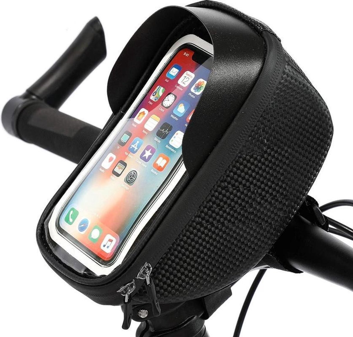 Opline Telefoonhouder Fiets Universeel | Fiets / Racefiets / Mountainbike | Waterdicht | Geschikt voor: iPhone 12 Pro| Fietshouder | FIets Telefoon Houder | Waterdicht | Houder Fiets Telefoon | Fietstas