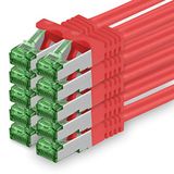 1aTTack.de 0,25 m Cat.7 netwerkkabel 10 stuks Cat7 patchkabel LAN-kabel Ethernet RJ45 10 Gbit/s Rood