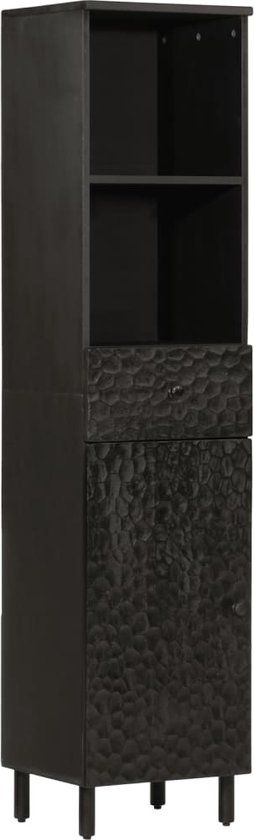 vidaXL Badkamerkast - 38x33x160 cm - Massief Mangohout - Zwart