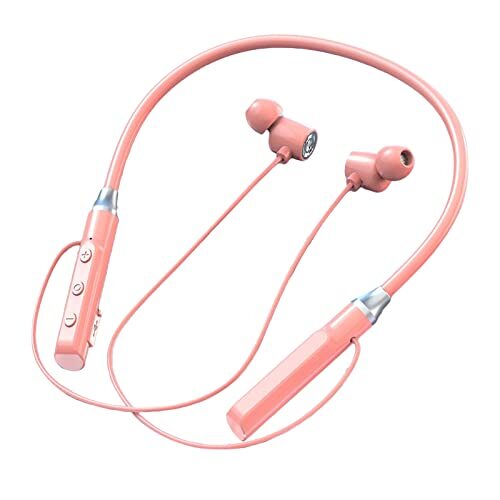 Calager Draadloze Headset High Fidelity Sensitive Magnetische Opslag Bluetooth-compatible5.2 Nekband Stereo Sport Oordopjes voor Sporten Roze