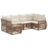 vidaXL Tuinbankenset 6 st 6-Aantal zitplaatsen Beige en Crème Wit