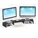 Relaxdays Monitorstandaard voor 2 monitoren, verstelbaar, ergonomisch, desktop monitorverhoger, zwart
