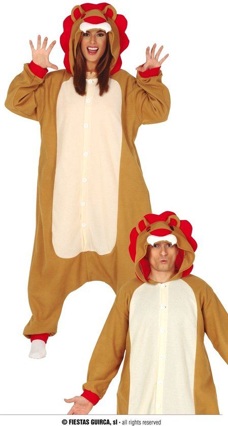 Guirca Leeuw Kostuum - Bruin - Maat 52/54 - Unisex - Carnaval