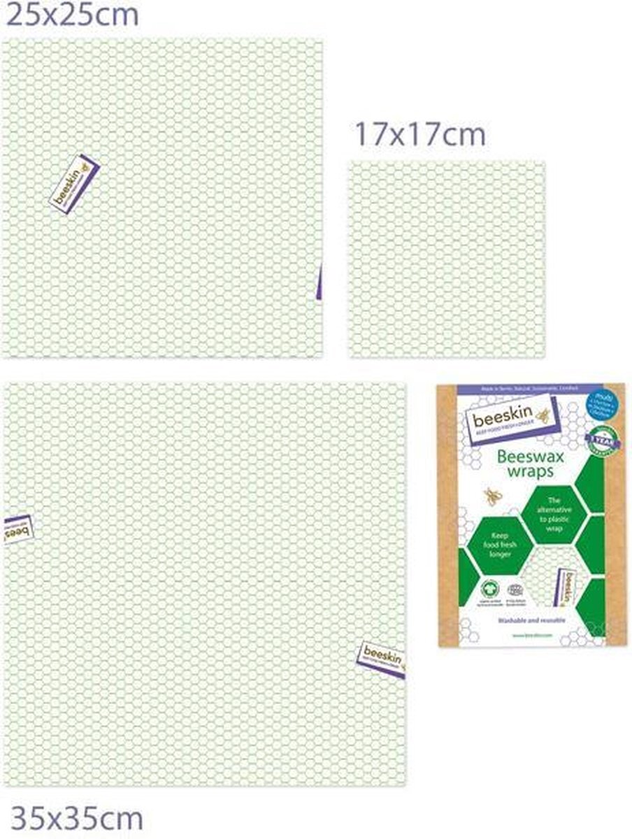 Beeskin Bijenwasdoeken Set - Small, Medium en Large - Standard print Standard n/a