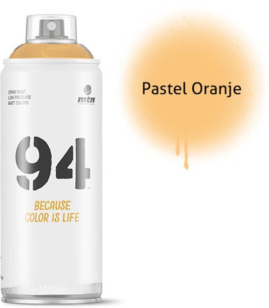 Montana-Colors 1x MTN94 spuitbus - 400ml spuitverf - Pastel oranje - Lage druk en matte afwerking - Spuitverf voor binnen en buiten gebruik voor vele doeleinden zoals klussen graffiti hobby en kunst