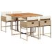 vidaXL 5-delige tuinset met kussens, polyrattan, beige
