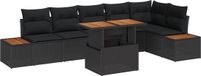 vidaXL Banc de jardin - Set - 7 - pièces - Noir - Poly - rotin