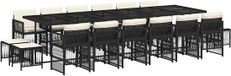 vidaXL Ensemble de jardin 17 pièces avec coussins poly rotin noir