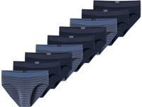 Schiesser Heren Rio-slip / Onderbroek 9 Pack 95/5 Katoen Gestreept Donkerblauw/Blauw Maat L