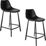 Dutchbone Franky Barkrukken rugleuning 65 cm Zwart - Set van 2