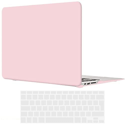 TECOOL MacBook Air 13 Inch Hoes 2010-2017 (Model: A1466 / A1369), Slanke Plastic Harde Schaal Snap-on Beschermhoes met Transparante Toetsenbordhoes voor MacBook Air 13.3 - Rose Quartz