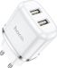 Hoco Chargeur avec 2 ports USB - 2.4A Charge rapide - Blanc