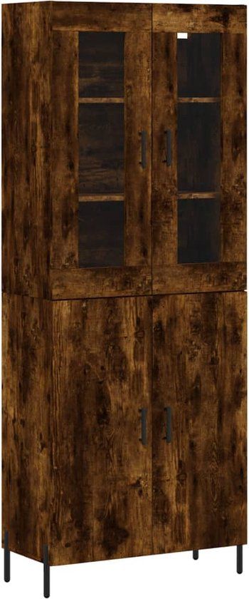 vidaXL Hoge kast 69,5x34x180 cm bewerkt hout gerookt eikenkleurig