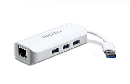 TRENDnet TU3-ETGH3 - USB 3.0 Hub - 4x USB 3.0, 1x Gigabit Ethernet - White