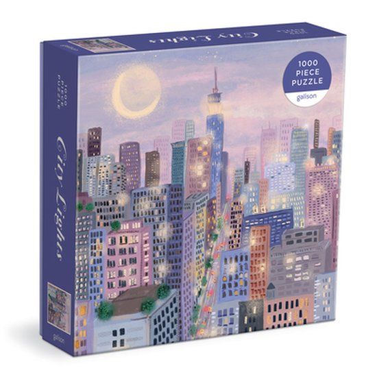 Mudpuppy Press City Lights 1000 Piece Puzzle In a Square Box