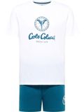 Carlo Colucci Pyjama kort ' Ferreri ' petrol / wit