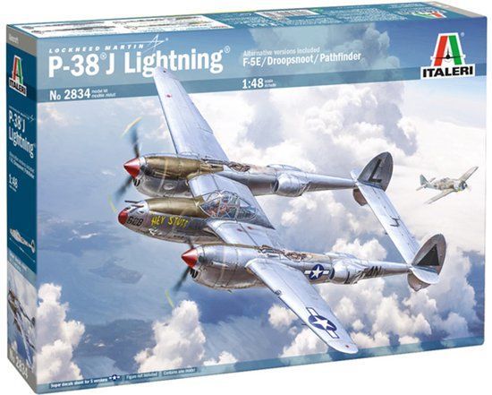 Italeri Modelbouwpakket Vliegtuigen - 2834 Lockheed P-38J Lightning - Propeller Vliegtuig Plastic - 1:48 - Modelbouw