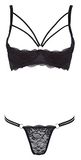 Cottelli Collection Lingerie Set met Dubbele Bandjes en Open Lift Beha - Zwart - Maat 80C/M