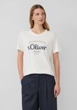 s.Oliver - T-shirt avec imprimé logo et pierres précieuses - Femme - Taille 42 - Crème