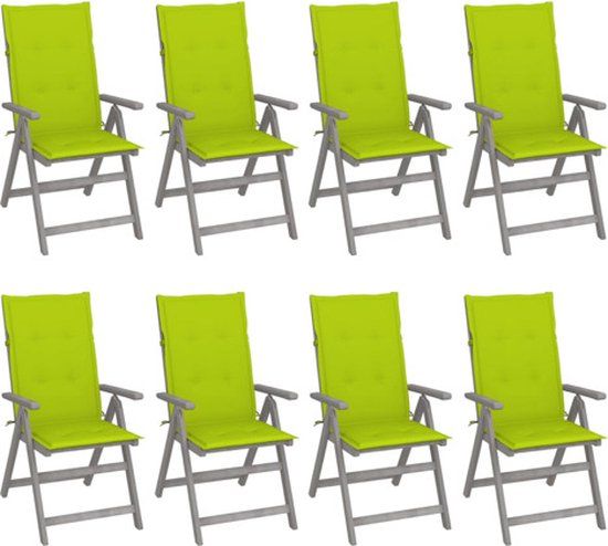 vidaXL Tuinstoelen 8 stuks verstelbaar met kussens acaciahout grijs