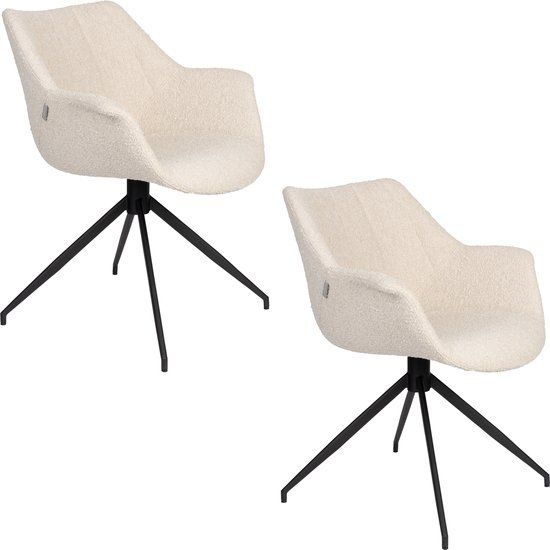 Zuiver Doulton Swivel Eetkamerstoelen Armleuning Naturel - Set van 2