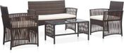 Maison Exclusive - Ensemble de jardin, composé de 4 pièces, avec coussins, en polyrotin marron