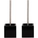 MSV Toiletborstel - MDF hout houder/rvs wc-borstel - 2x - zwart - 37 cm