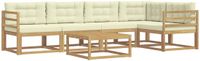 vidaXL - Buiten - bank - set - 5 - zitplekken - Wit en crèmekleurig - Polyester