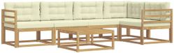 vidaXL - Buiten - bank - set - 5 - zitplekken - Wit en crèmekleurig - Polyester