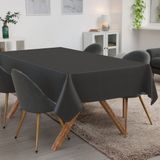 ANRO Tafelkleed Effen linnenlook Antraciet 200x140cm Met sierband Afwasbaar Waterafstotend