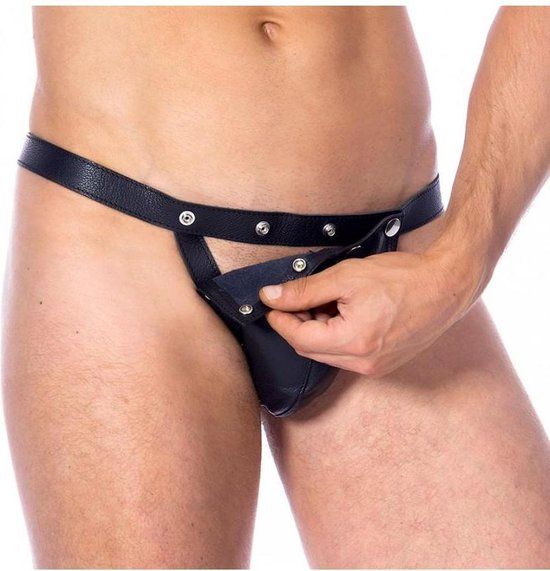 Rimba Bondage Play - Leren Slipje Met afneembare voorzijde